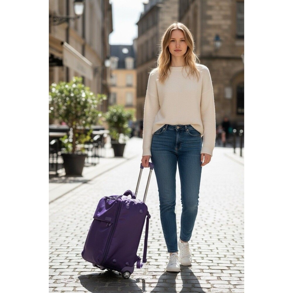 Lipault Carry On 19" x 15" x 9" Plum Cabin Bag Luggage Purple Plum 2 Wheel